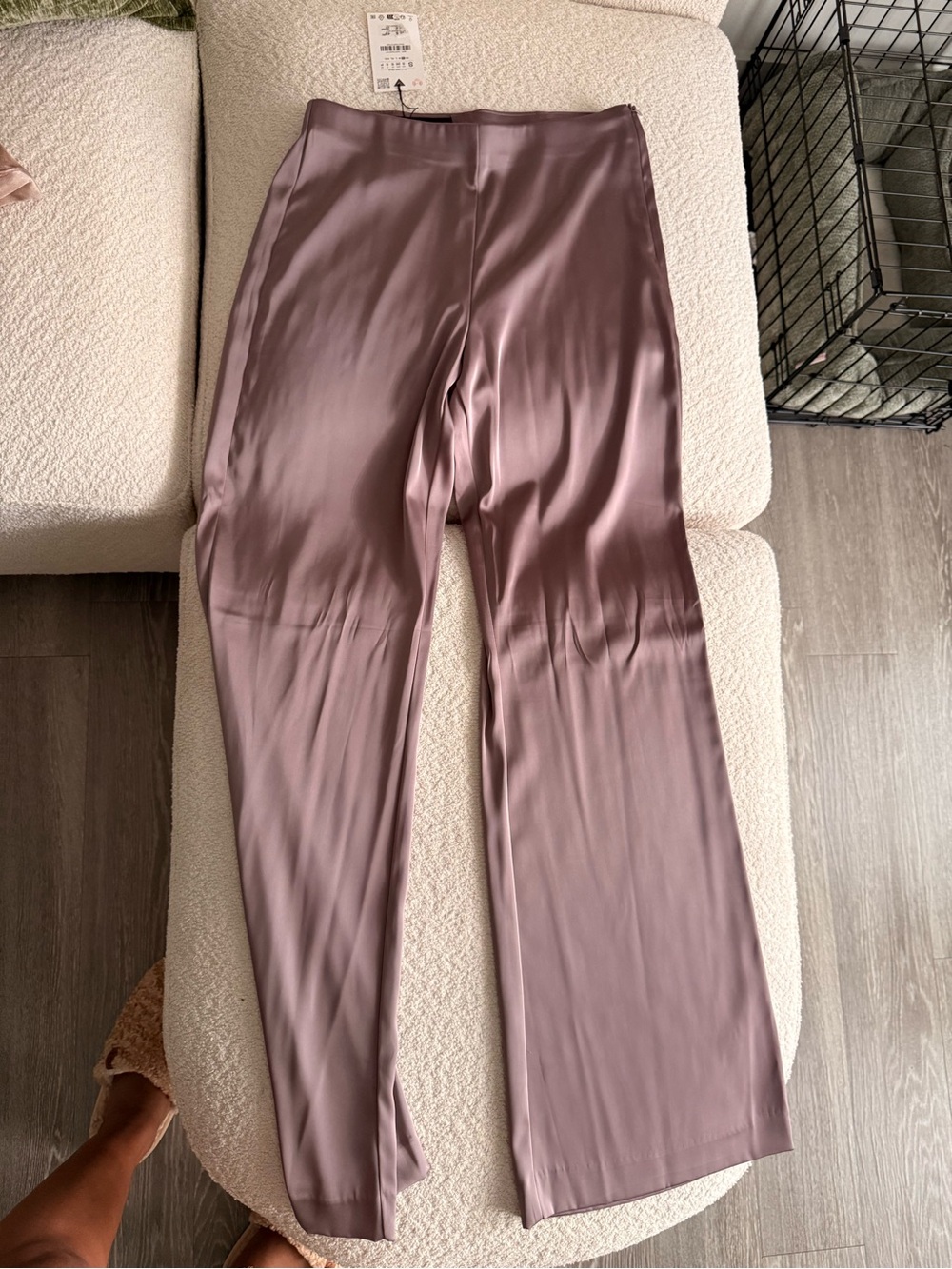 Zara Satin-Effect Wide Leg Pants in Mauve